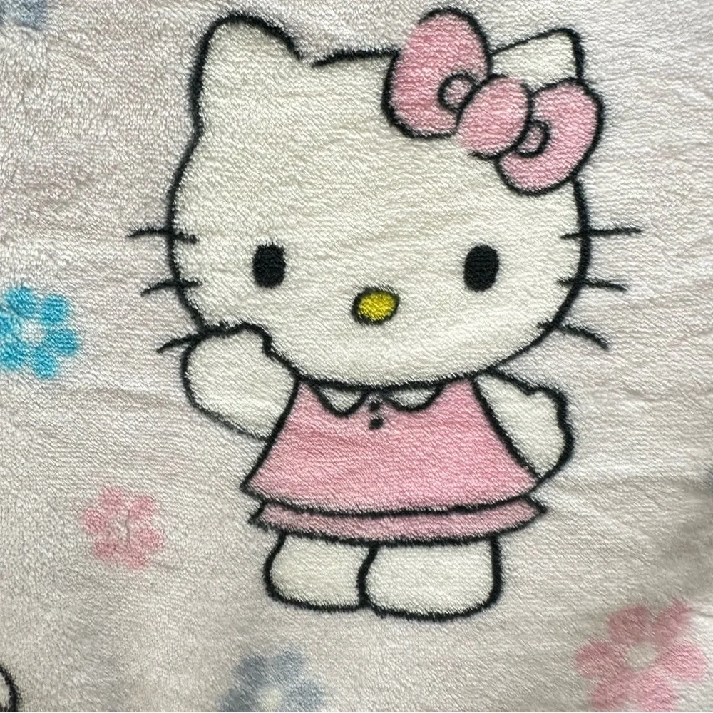 Hello Kitty Flower Toss Spring Floral Plush 60 x 70 Throw Blanket